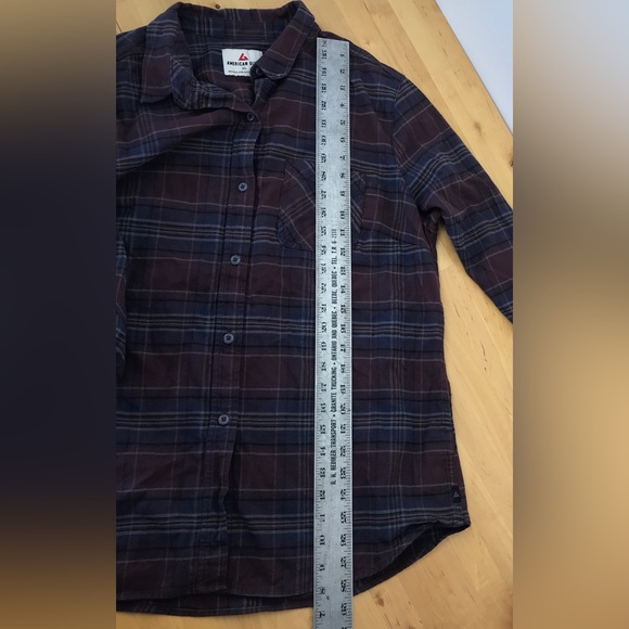 SOLD: american Giant Flannel Button Down Shirt Purple Blue Women’s XL Made in - Picture 13 of 13